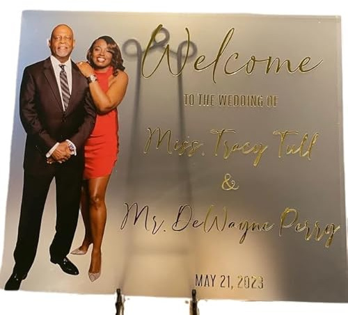 Personalisierbares Willkommensschild, 3D Gold Garten Hochzeit Willkommensschild Wiederverwendbar Acryl Personalisierte Willkommensschild Eingang Hochzeit Schablonen für Schilder (25x40cm, Weiß)