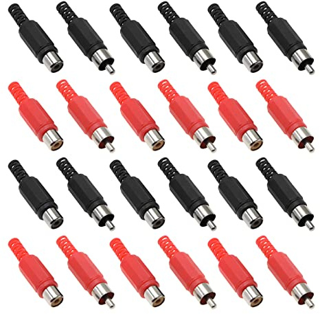 EMSea Lot de 40pcs Adaptateurs de Prise RCA à Souder Connecteur Audio Vidéo Remplacement Prise RCA Mâle et Femelle Adaptateur Accessoires
