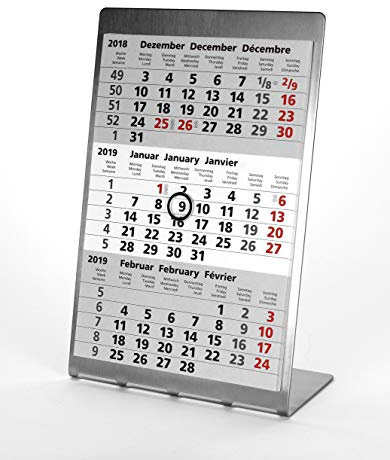 HiCuCo 3-Monats-Tischkalender für 2026 - Aufstellkalender - Edelstahl - TypP3 (Premium)