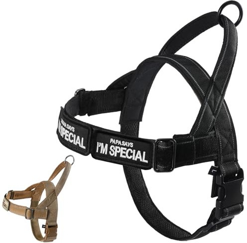 Pettorina regolabile per cani di piccola, media e grande taglia, riflettente, anti-fuga senza trazione, pettorina per cani da caccia, addestramento, attività all'aperto, nero, XL (Nero-M)'