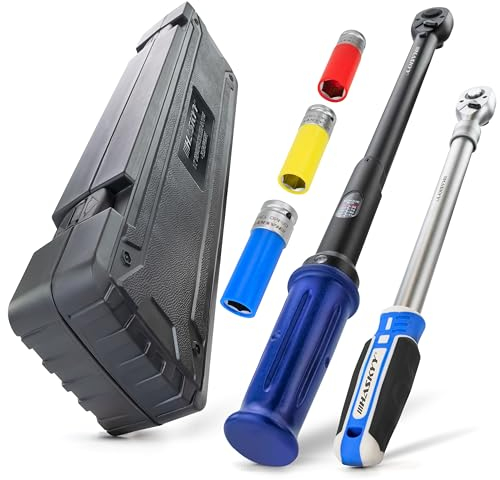 HASKYY Radwechsel Set Drehmomentschlüssel 1/2 40-210Nm mit Teleskopratsche 460-610mm 768Nm inkl. Schlagnüsse Satz SW 17, 19, 21 KFZ Industrie Motorrad Auto