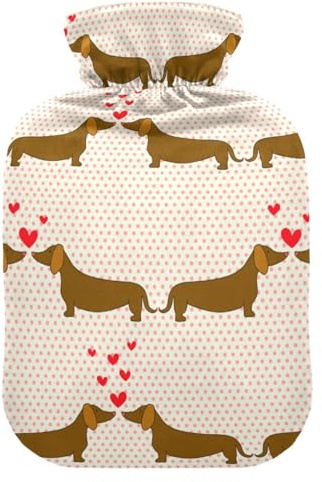 Wärmflasche mit Cartoon-Hunden, weich, warm, für Winter, Bett, Hand, Hals und Schultern, 2 l