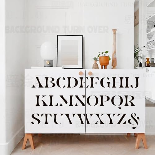 114 cm Buchstaben-Alphabet-Schablonen für Wände zum Bemalen an der Wand, Vorlagen, wiederverwendbar, Basteln, Dekor, Ziegel, Kühlschränke, große Bodenmalmaschine, Vorlage zum Waschen