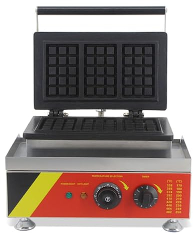 1500W Commercial Waffle Maker Machine With Removable 2-Slice Waffle Iron Belgian Waffles Machine Double-Sided Uniform Heating For Fluffy Golden Waffles Suitable For Restaurant Bakeries Snack Bar