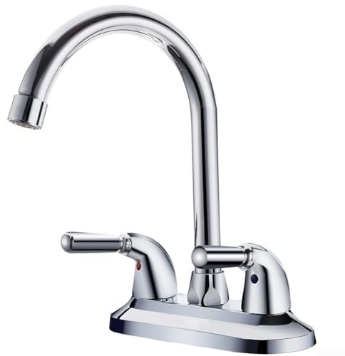 Kitchen Sink Faucet, Swivel Spout Faucet Double-handle 2 Holes Above Counter Basin Hot Cold Mixer Tap For Kitchen, Washroom