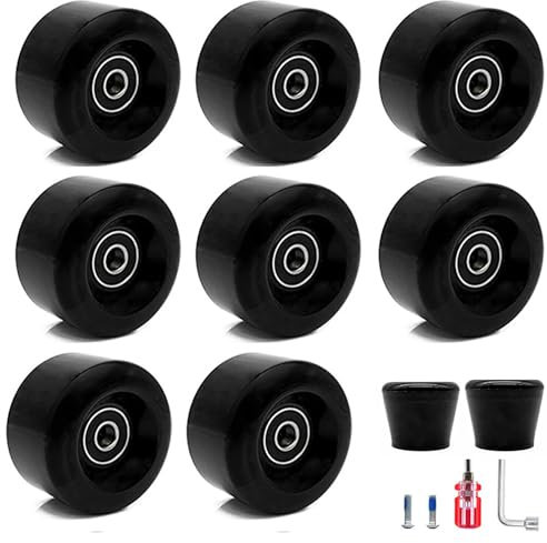Skateboard-Rollen, 8er-Pack, 82A, Rollschuhrollen für den Innenbereich mit eingebauten Lagern und 2 Zehen für Doppelreihen-Skating und Quad-Skates, Zubehör für oder zur Verwendung,