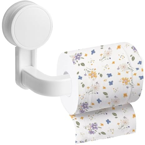 Portarrollos de papel higiénico autoadhesivo, sin taladro, ventosa adhesiva fuerte, dispensador de rollos de baño y cocina montado en la pared, diseño compacto, fácil instalación (blanco)