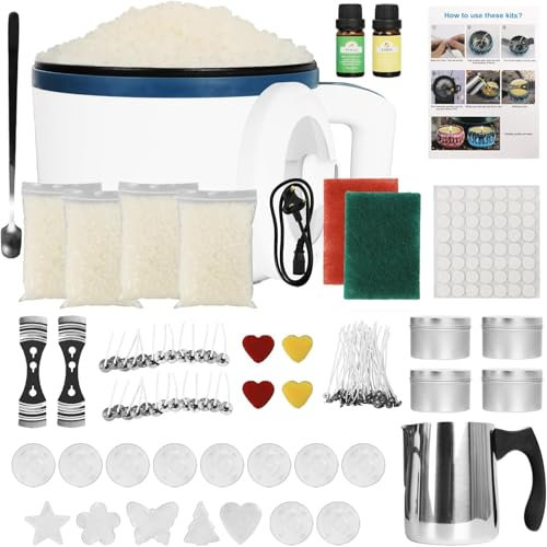 SEEVI Candle Making Kit with 1.8L Wax Melting Pot - Candle Melting Pot for Candle Making with Rotary Switch, Electric Non-Stick Candle Making Pouring Pot, Wax Melting Tool with Heat-Resistant Adults