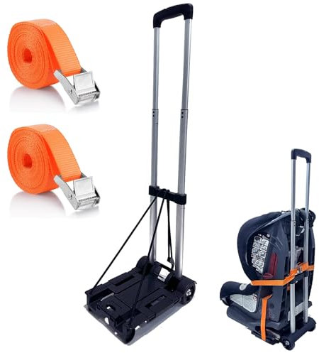 Car Seat Travel Cart for Airport, Foldable Car Seat Dolly & Roller, 90lbs Capacity Car Seat Carrier for Airport Travel, Compact Stowable Base Plate, Universal Fit for Most Brands