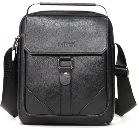 MIAZIB Shoulder Bag for Men Black Leather Man Bag Man Purse Crossbody Bags for Men Handbag Bag Messenger Satchel Travel bag (Black02)