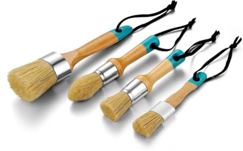 Ptdfjspt Chalk Paint Brushes for Furniture, Round Paint Brush Set,Wax Brush,Stencil Brushes 1 Oval Brush and 3 Round Brushes,B Easy to Use