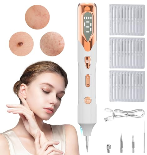 Aceshop Bolígrafo de eliminación de manchas cutáneas, kit profesional con 9 niveles de fuerza y agujas reemplazables, portátil, recargable por USB