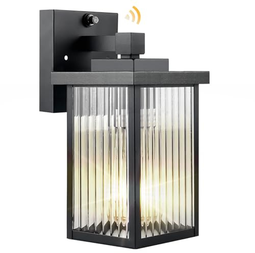 hameso Dusk to Dawn Outdoor Wall Light Fixture, Waterproof Exterior Porch Light with Tempered Glass, Wall Lantern for House Front Door Garage Patio