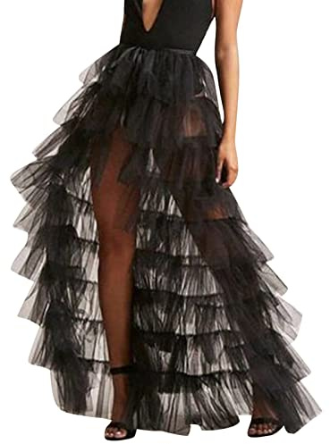 Tüllrock Lang Damen Asymmetrisch Langer TüLlrock Rock Vorne Kurz Hinten Lang GroßEr Saum Langer Rock Elegant Maxi Lange Rock