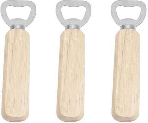 Pack of 3 Bottle Opener, Wooden Handle Bottle Opener, Wine Beer Soda Glass Cap Opener