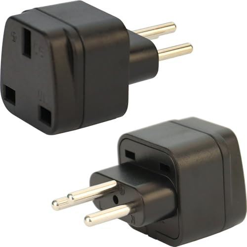 Wirafix 2 Pack Switzerland Plug Adapter, UK to Swiss Plug Adapter, Grounded Swiss Plug, Travel Adapter for Switzerland,Jordan, Liechtenstein, Madagascar, Rwanda and More (Type J), Black
