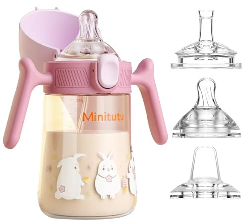 nohlerlife Tasse d'apprentissage pour Bébé, Biberon à Paille Enfant anti-débordement, Gobelet à jet souple étanche 240ml, sans BPA