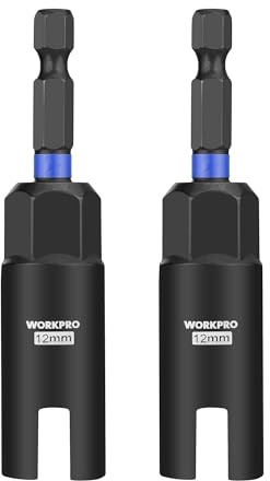 WORKPRO Wing Nut Driver Set 2 PCS, Power Wing Nut Driver Bit (12mm, 12mm), 1/4 Inch Hex Shank Nut Driver, Wing Nut Socket for Wing Nut, Eye Bolt, Wire Twisting