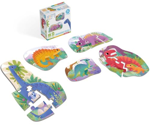 KukiKuk Dinosaurier Puzzle für Kinder ab 2 Jahren – Groooosses Lernspiel mit stabilen Teilen – Fördert Feinmotorik & Geduld – Geschenkidee für kleine Dino-Fans – Pädagogisch wertvoll