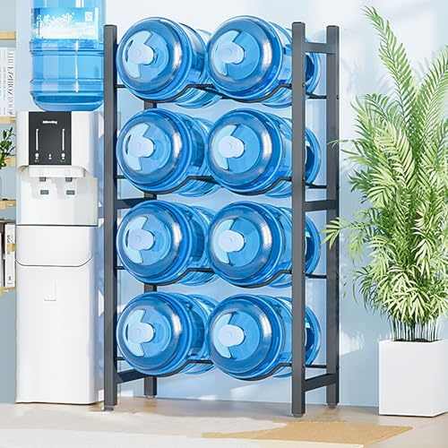TRAGLO Portabottiglie da 5 galloni con piedini regolabili, robusto supporto per bottiglie d'acqua, dispenser d'acqua per cucina, soggiorno e ufficio(Nero,66x35x111cm)