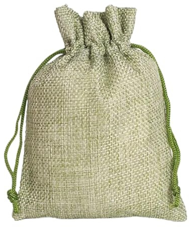 YILWPV 30 stycken Jutepåsar med dragsko, återanvändbara, för smycken, gåva, förvaring av godis till bröllop hantverk (grön, 10 x 14 cm)