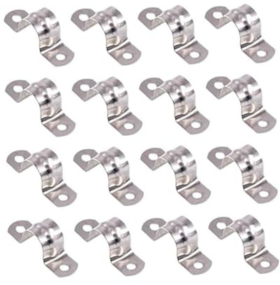 VILLCASE 30pcs Stainless Steel Double Hole U-Shape Pipe Clamps Fixed Support Brackets for Automotive Industrial and Boat Tubing Protection