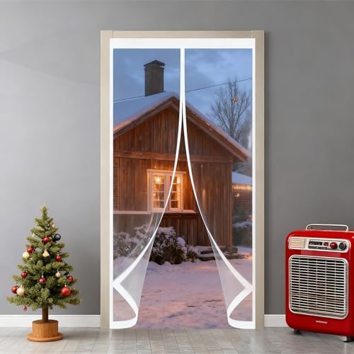 Rideau de Porte Thermique 105 x 120 cm Anti Froid et Chaleur Vent Isolation Phonique Imperméable Transparent Rideau Thermique pour Cuisine et Salon de Porte, A