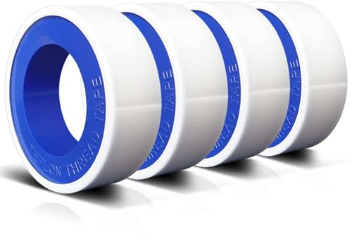 TUOTDE Teflon Tape, PTFE Plumbers Tape for Sealing, Plumbing, Sealant, Thread Seal for Shower Head, Water Pipe, Prevent Leakage (4 Rolls, 12mm X 10m)