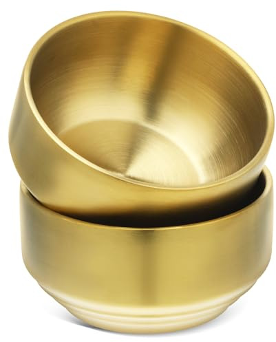 FOMIYES Ciotole per Riso in Acciaio Inossidabile Isolate 2 Pezzi Piccole Dimensioni Antiscivolo per Snack e Antipasti