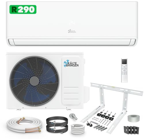 Kältebringer Split Klimaanlage 12000 BTU (3,7 kW) - R290 Kältemittel, kein F-Gas, Heizfunktion, WiFi & App, bis 60m², sehr leise, 5m Kupferleitung, A+++, Montagematerial, Wandhalterung