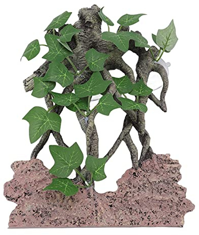 Reptile Climb Tree Decoration, Aquarium Decoration Tree Branch, High Simulation Terrarium Plant Decoration with Suction Cup for Reptile Fish Tank Aquarium, Resin Climbing