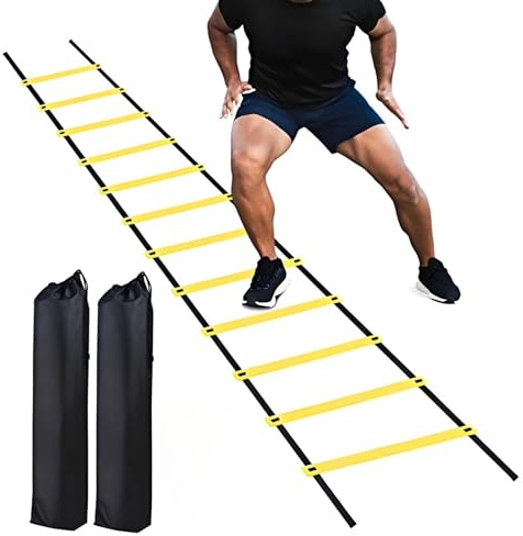 Agility Ladder,Speed Agility Training Kit,Kit Entrenamiento Futbol,Accesorios de Entrenamiento de Fútbol con Bolsa Almacenamiento,Adecuado para Fútbol,Fitness y Deportes,6 Metros 12 Nudos (2PCS)