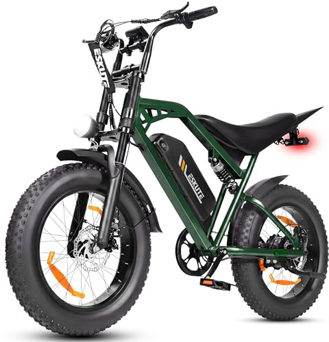 ESKUTE V202 E-Bike für Herren, 20×4 Zoll Fat Tire Offroad Elektrofahrrad mit 48V 20.8Ah Akku, NFC Entsperrung, 80 km Reichweite, Vollfederung MTB für Gelände Schnee Sand