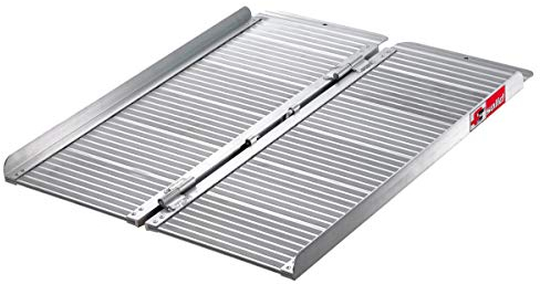 FTsolid Mobile Rollstuhlrampe aus Aluminium klappbar 60cm, 90cm, 120cm oder 150cm Länge x 70cm Breite, für Rollstuhl oder Rollator, Auffahrrampe für Treppen, Rampe