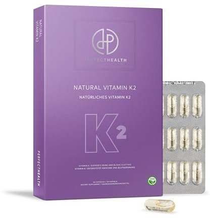 Perfect Health - Natural Vitamin K2 - Supplément Dietary - Good for Bones and Calcium Balance - Vegan (30)