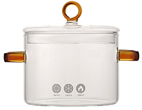 BESTonZON Großer Glas Kochtopf Mit Doppelgriff Transparenter Suppentopf Für Herd Klarer Behälter Zum Kochen Von Gemüse Und Nudeln Hitzebeständig Und Leicht Zu Reinigen