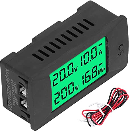 Tyenaza DC Current Voltage Meter, DC 5‑12V Ammeter Voltmeter Multimeter Power Energy Panel Meter Tester LCD Volt Amp Watt Detector Reader Panel