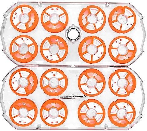 Expert Predator Silikonaufwickler-Set mit 16 Schaumstoff-Unterlegscheiben, Orange, für Spinnfischen und Casting, Geflochtene Schnüre, leicht, FISHING_REEL