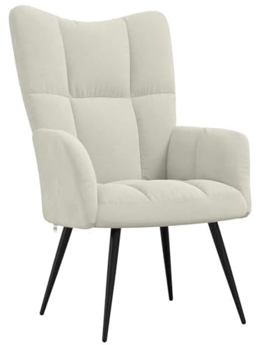 vidaXL Relaxsessel, Sessel mit Stahlgestell, Relaxstuhl Polsterstuhl mit Armlehne, Fernsehsessel Polstersessel Wohnzimmer, Modern, Cremeweiß Samt