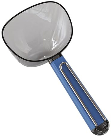 Long Handle Measuring Spoon, 180ml Large Capacity Rice Spoon with Built-in Scale, Non-Stick Rice Scoop Flour Scoop, Easy to Clean, Suitable for Kitchen (Blue)