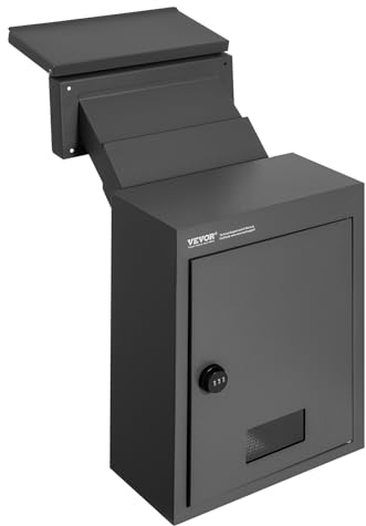 VEVOR Mauerdurchwurf Briefkasten Zahlenschloss, robuster Einbaubriefkasten aus Stahl für Wände mit Einer Dicke von 70 bis 200 mm, 320 x 158 x 430 mm Briefkasten, schwarz