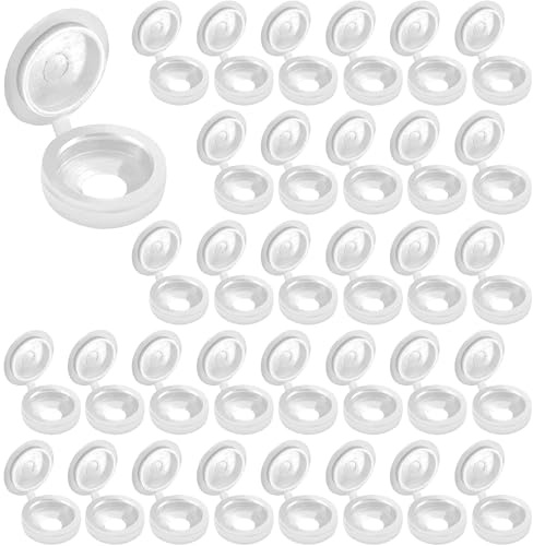 LICQIC Screw Cover Caps, Plastic Hinged Screw Cover Caps, 100 White | Small Screw Caps for M4 - M6 Screws