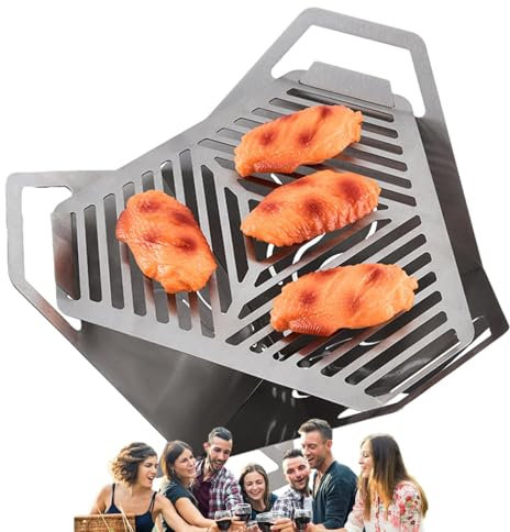 Tragbarer Campinggrill, Abnehmbarer -BBQ-Kochgrill-Grillrost, Kartenförmiger -Barbecue-Grill mit Grillrosten zum Kochen von Wasser, Kochen und Camping-Picknicks