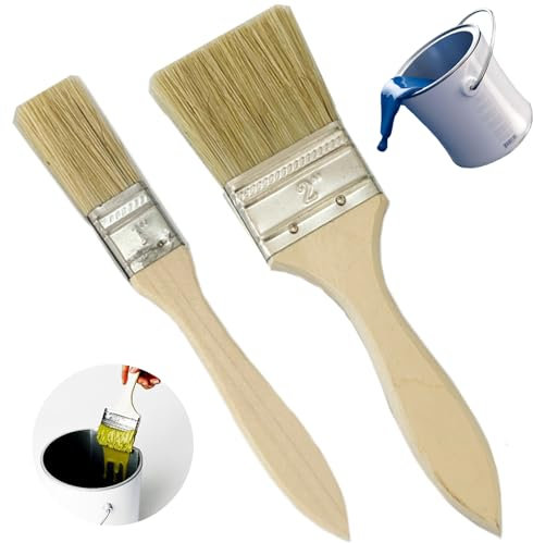 CALLYSONIC Pennello da pittura, pennello piatto, pennello per vernice, pennello da parete, pennello per superficie, pennello per legno, pennello da pittore, con manico in legno, set di pennelli per