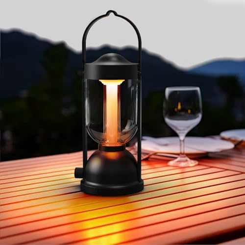 Camping Light Rechargeable, 2000mAh Camping Lantern, Super Bright Rechargeable Camping Lamp with Hook, Cordless Dimmable Tent Lights for Power Cuts, Emergency, Hiking