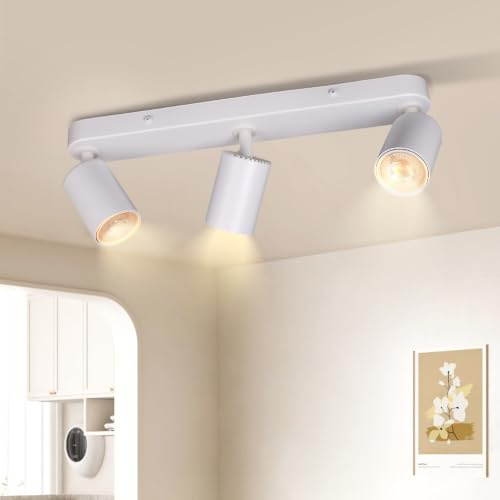 CHENBEN Deckenstrahler 3 Flammig Weiß GU10 Deckenspots (Ohne Leuchtmittel) | Der verstellbare Aluminium Deckenstrahler ohne Leuchtmittel eignet sich ideal für Wohnzimmer, Küche und Schlafzimmer