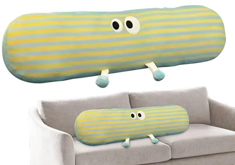 Tianeri Langes Kissen für Bett, rundes Cartoon-Körperkissen, 90 cm, Abnehmbarer Bezug, dekorative Lange Kissen zum, Lendenkissen für Bein-, Rücken- und Kopfstütze