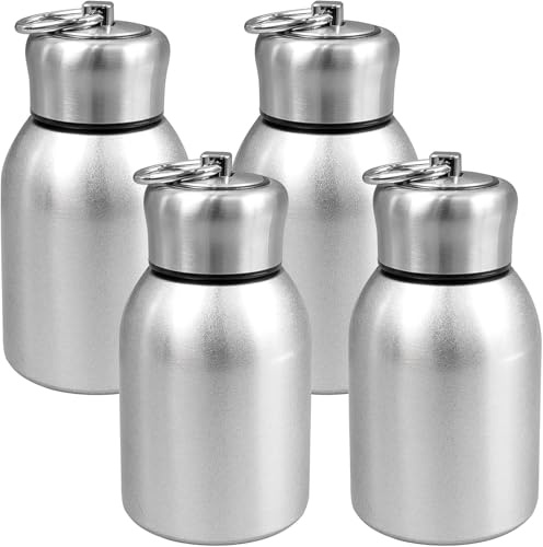Paquete de 4 botellas de agua pequeñas de acero inoxidable, botella de agua aislada al vacío de 300 ml, mini termo de viaje, taza térmica portátil para viajes, camping, deportes, senderismo (plata)