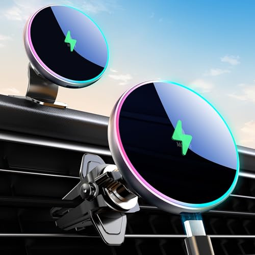 MOKPR for Magsafe Car Mount Charger, 15W Magnetic Wireless Car Charger, Air Vent/Dashboard for Magsafe Phone Holder Fits iPhone 17/16/15/14/13/12