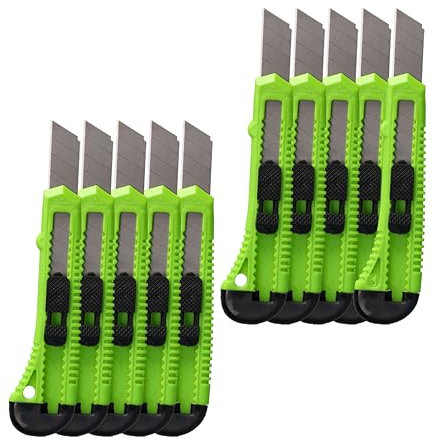 ToolSpace 10 Stück Cuttermesser Set 18 mm 10x Teppichmesser Scharfe Klinge Robustes Profi Cutter Messer Stanleymesser Kattermesser Tapeziermesser Besser als Einweg Stanley Messer mit Abbrechklinge